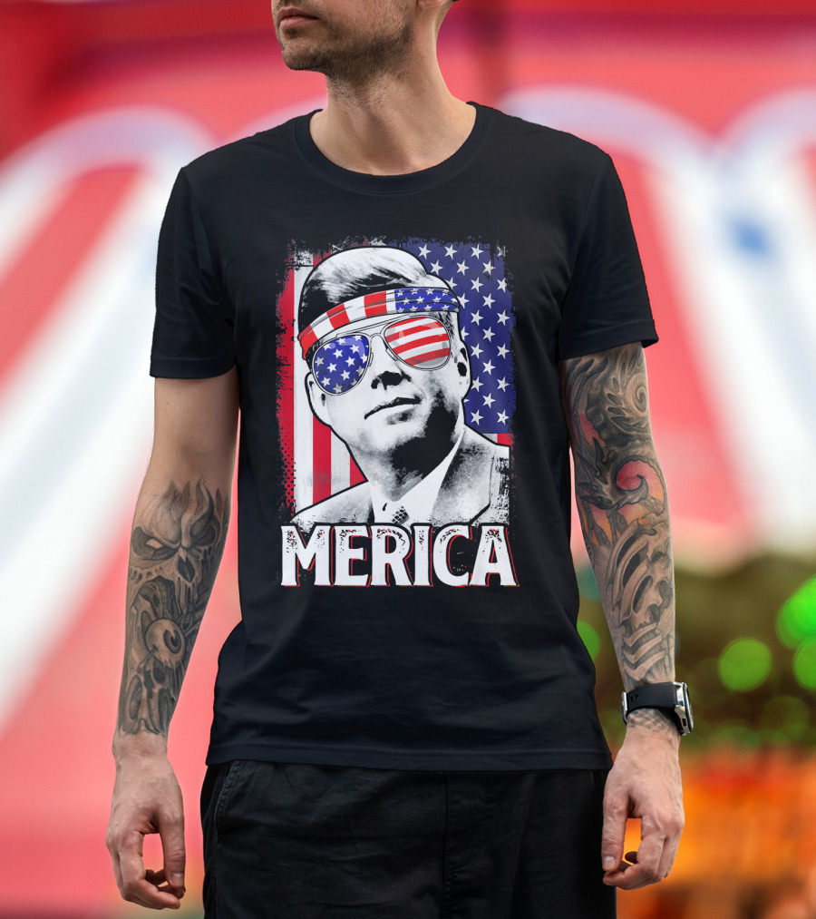 Kennedy Merica USA Flag 4th of July Pres Patriotic T-Shirt