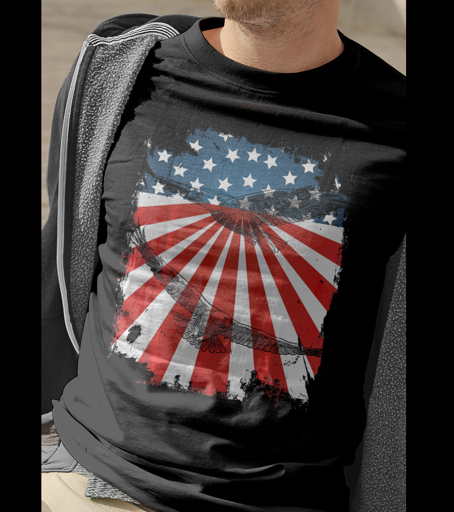 Patriotic Bald Eagle American Flag T-Shirt