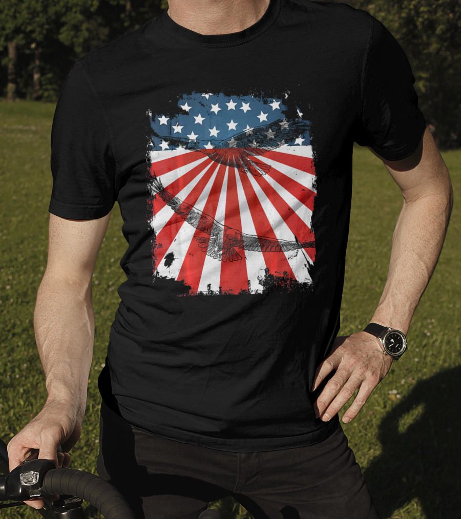 Patriotic Bald Eagle American Flag T-Shirt