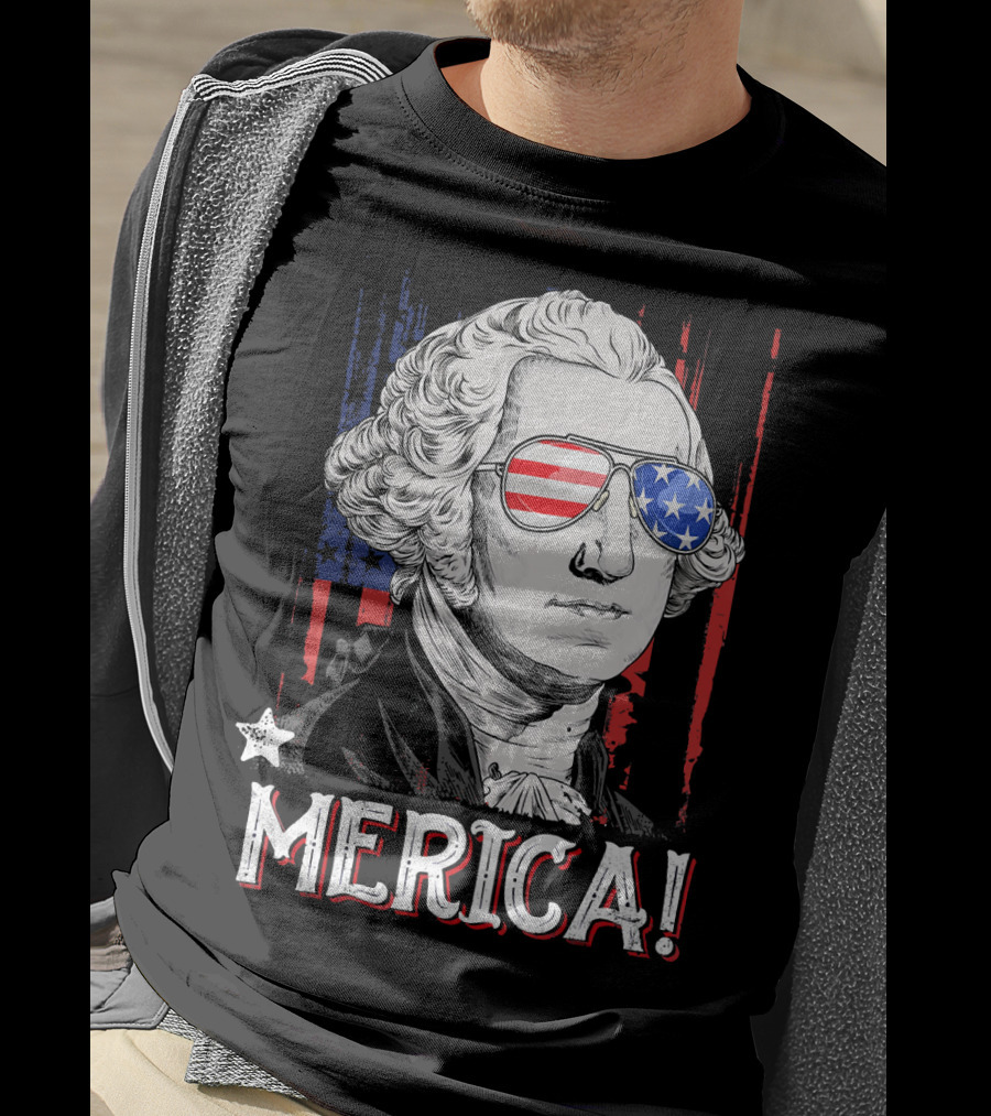 Star-Spangled George Washington Cool Shades Merica T-Shirt