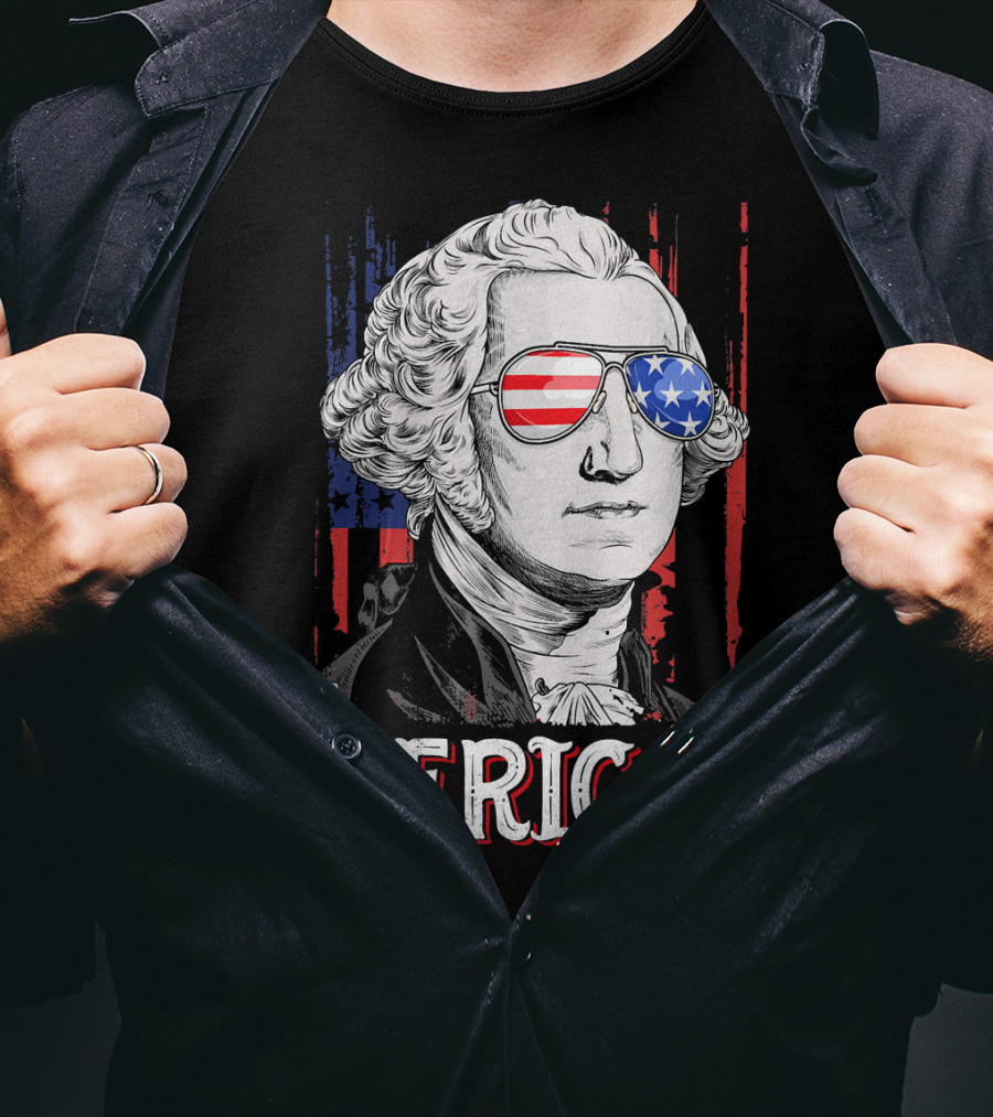 Star-Spangled George Washington Cool Shades Merica T-Shirt