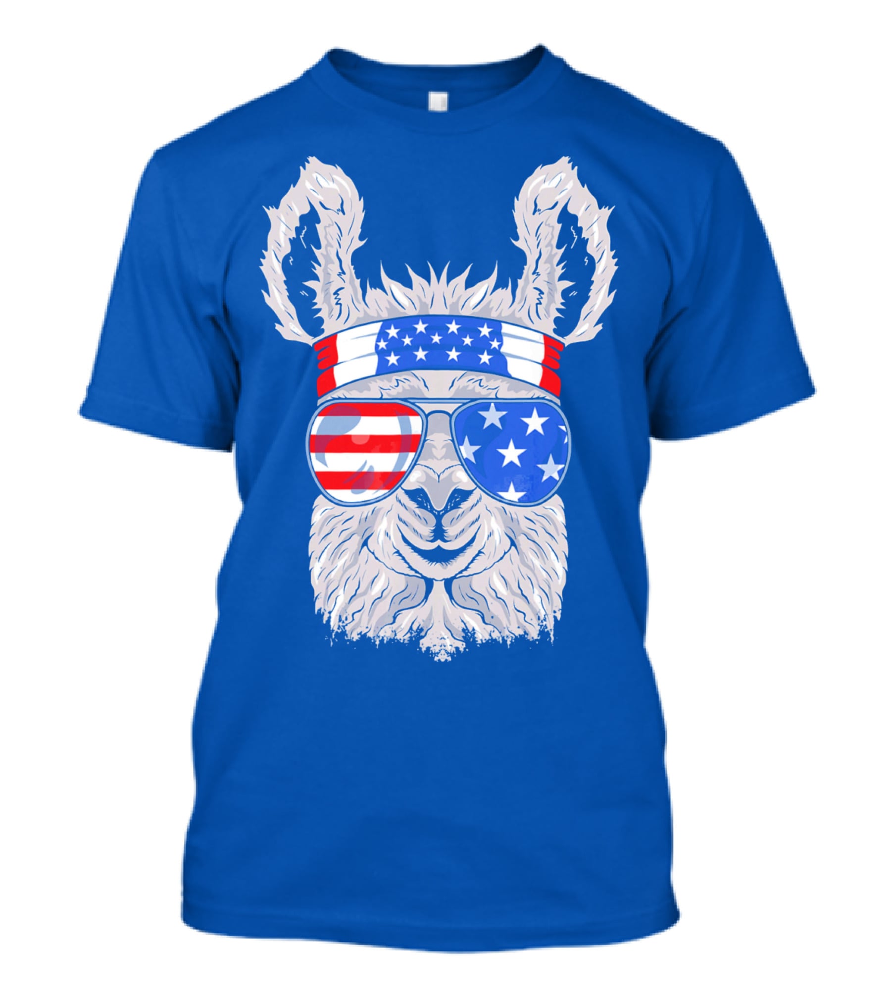 Patriotic Llama With American Flag Sunglasses And Headband For USA Independence Day T-Shirt