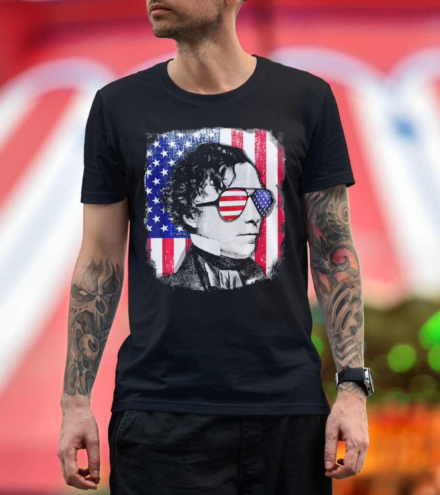 Franklin Pierce American Flag Sunglasses 4th Of July US Patriotic T-Shirt