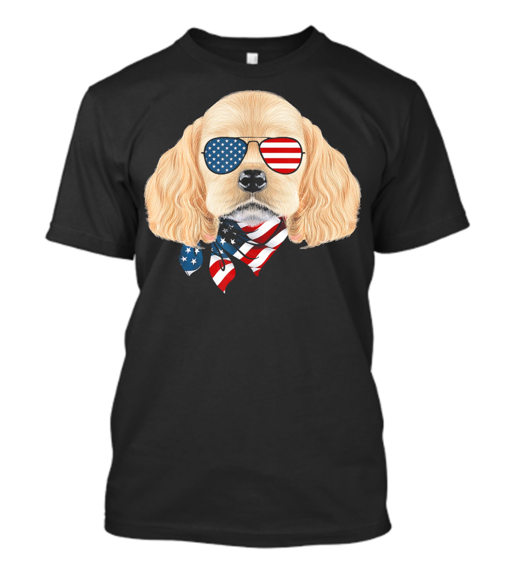 Cocker Spaniel Wearing American Flag Sunglasses And Bandana Patriotic T-Shirt