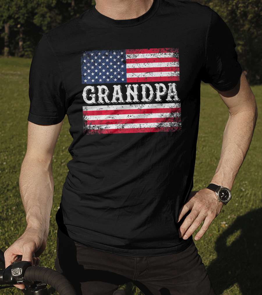 Grandpa Patriotic Vintage USA Flag T-Shirt