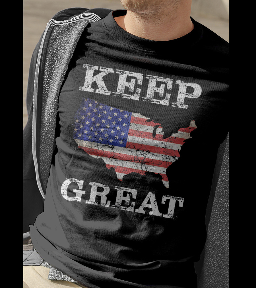 Keep America Great Vintage Patriot Map Flag T-Shirt