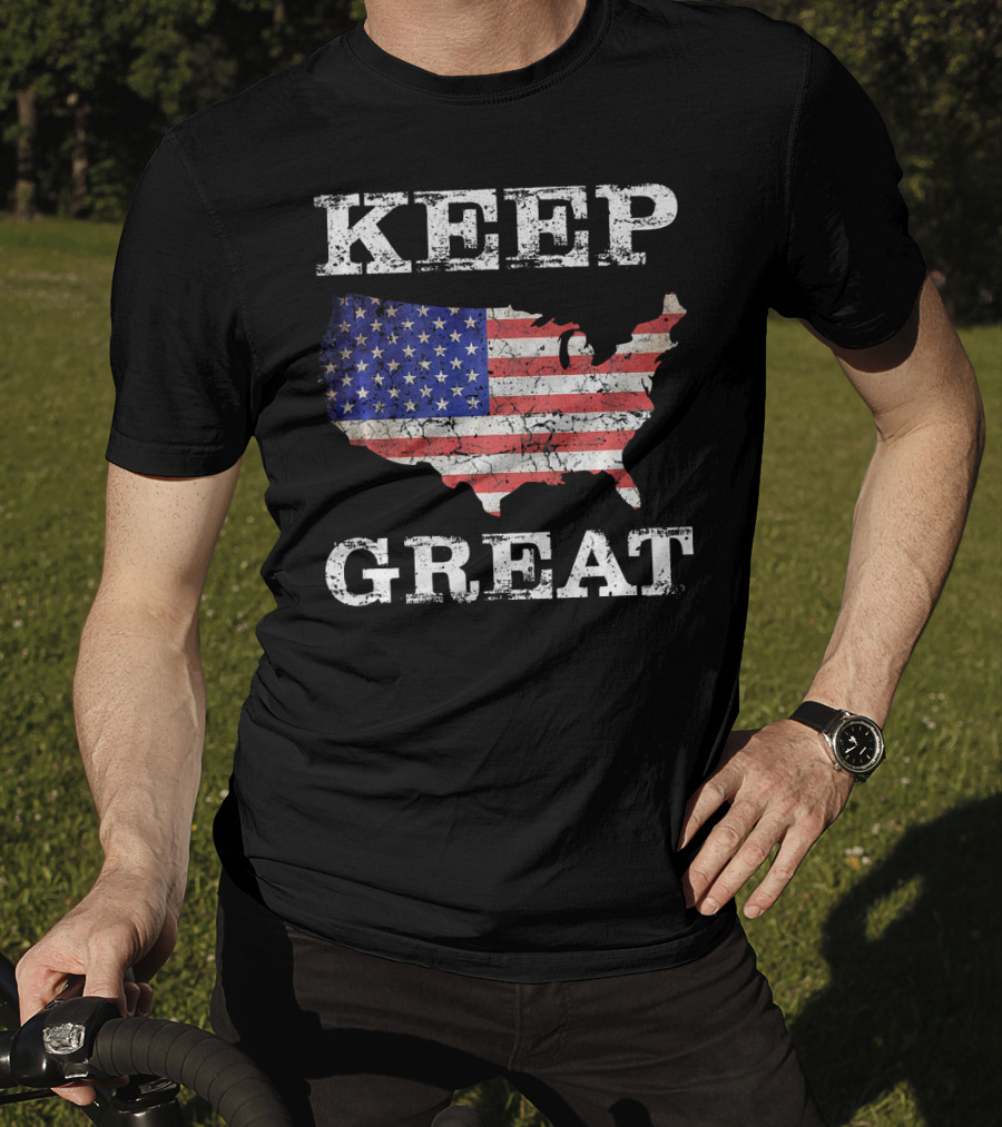 Keep America Great Vintage Patriot Map Flag T-Shirt