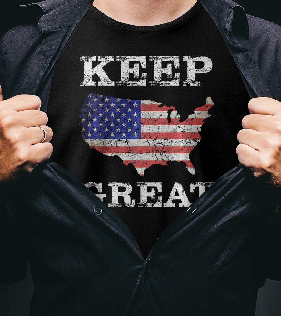 Keep America Great Vintage Patriot Map Flag T-Shirt