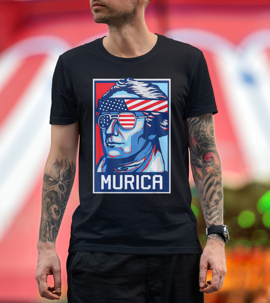 Murica Alexander Hamilton 4th of July American Flag Sunglasses T-Shirt