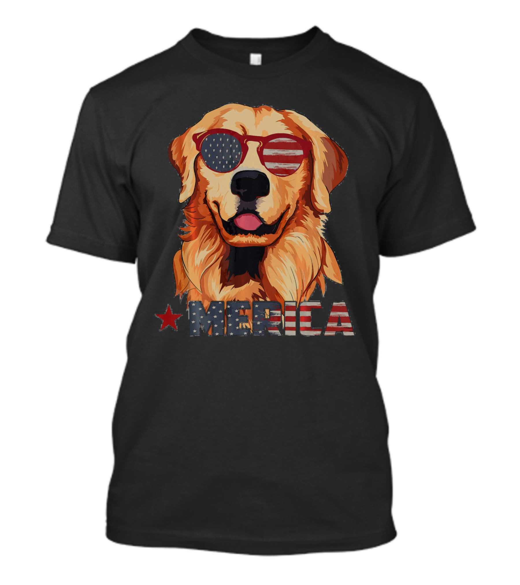 Merica Dog With USA Flag Sunglasses T-Shirt