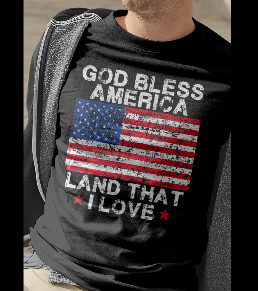 God Bless America Land That I Love Vintage Flag Stars T-Shirt