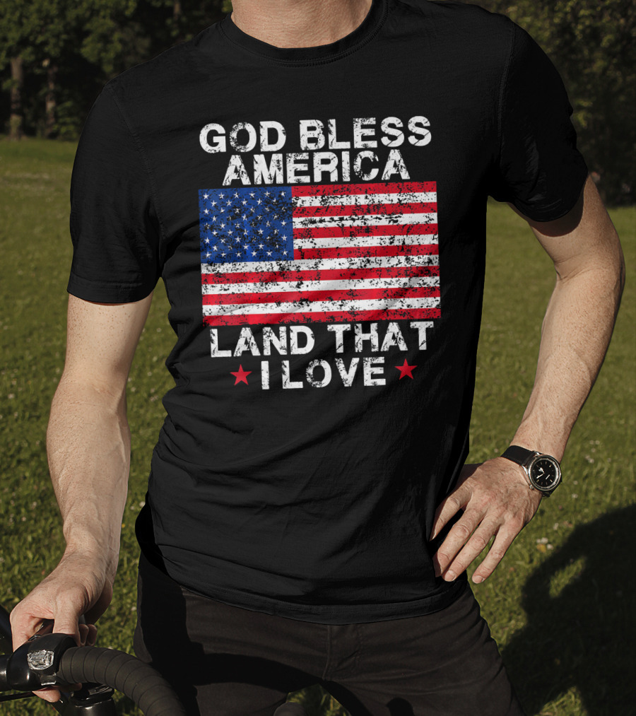 God Bless America Land That I Love Vintage Flag Stars T-Shirt
