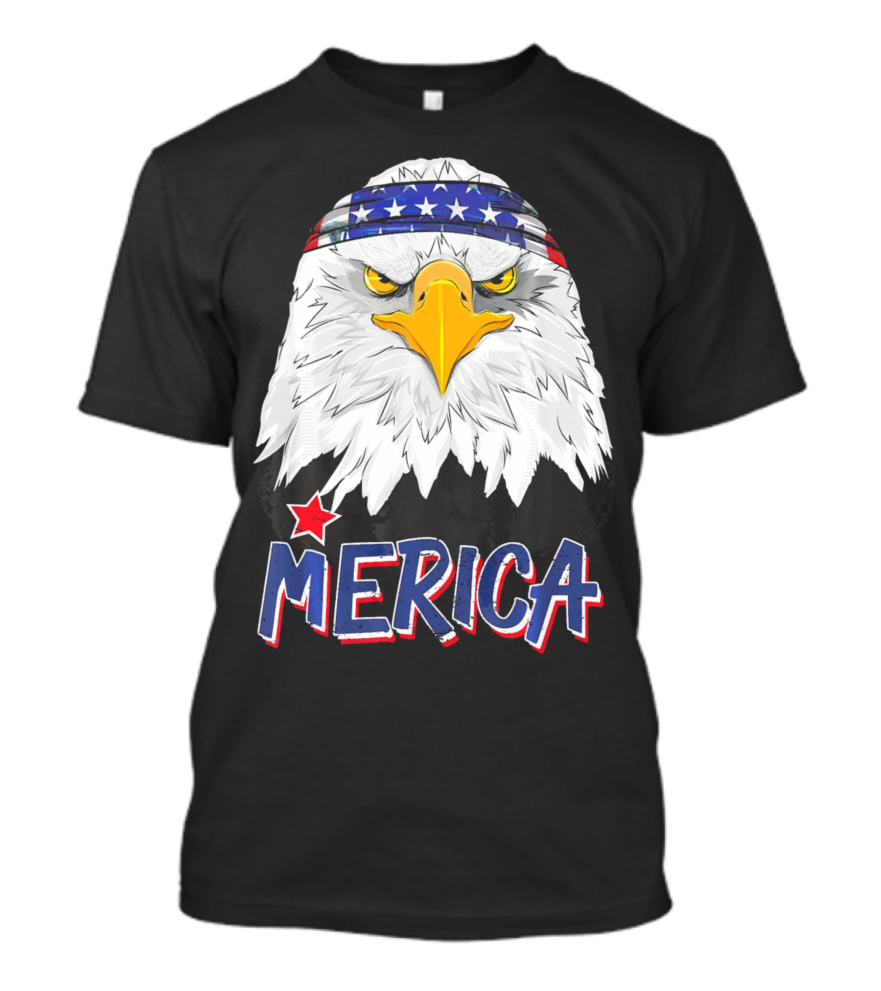 Merica Patriotic American Bald Eagle With Star-Spangled Headband T-Shirt
