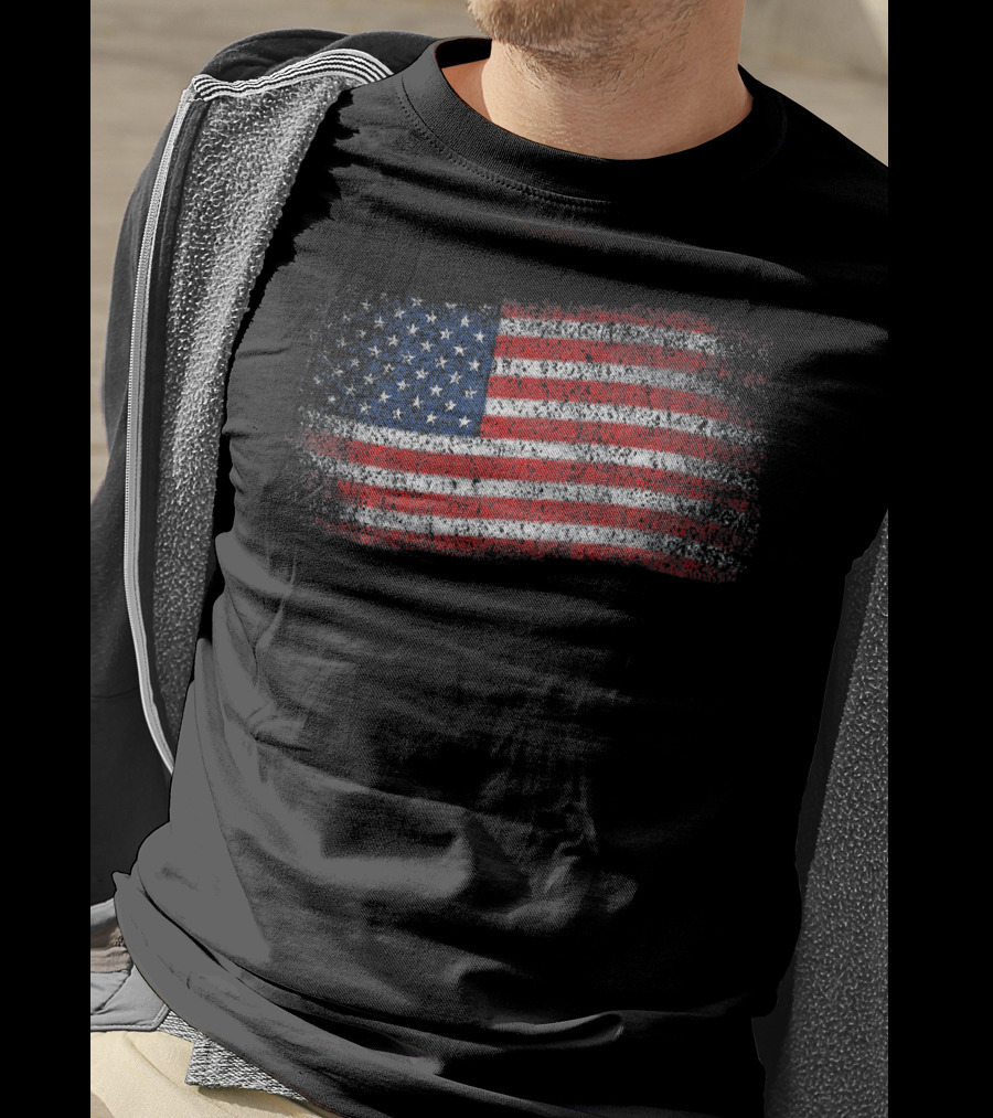 Vintage Distressed USA Flag Patriotic American T-Shirt