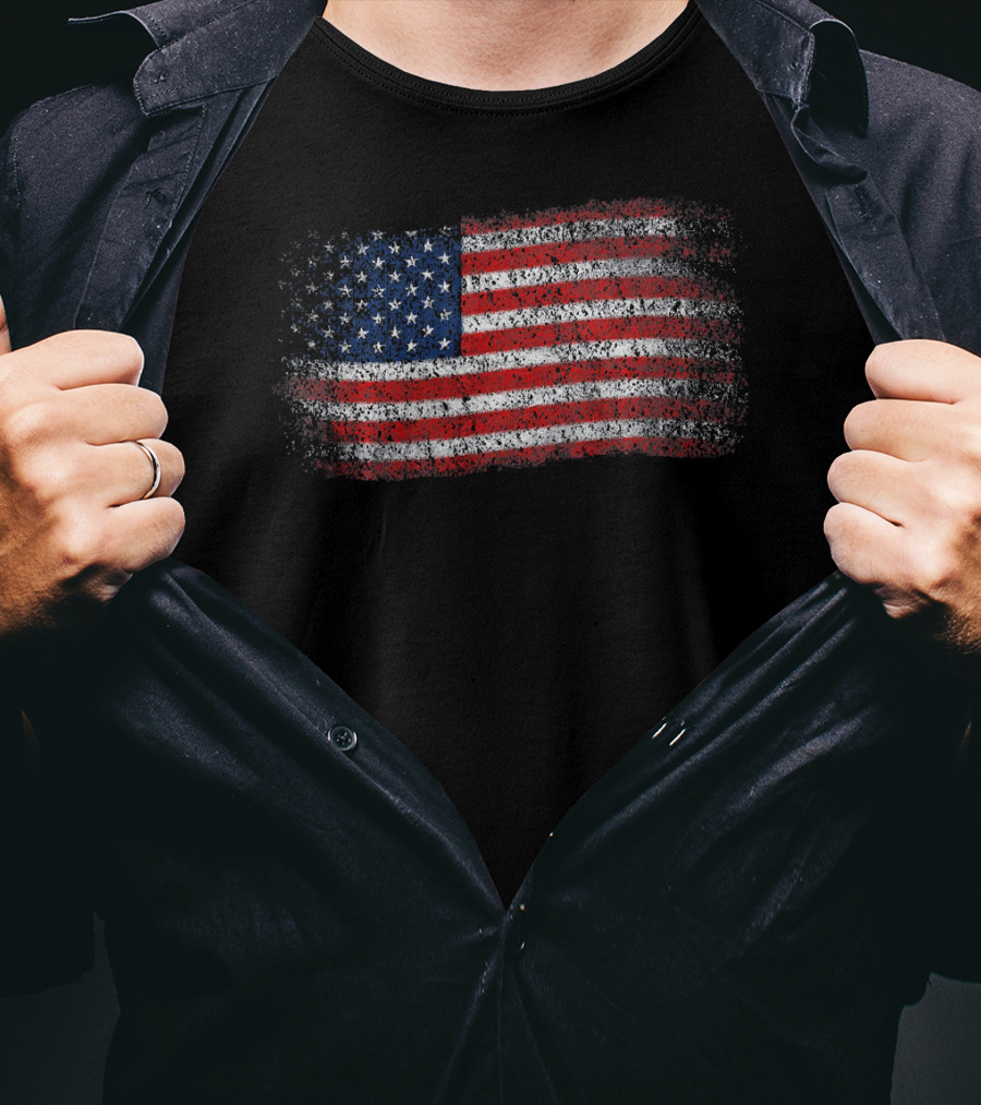 Vintage Distressed USA Flag Patriotic American T-Shirt