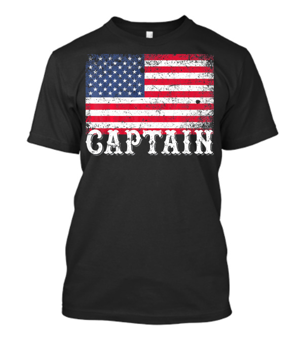 American Flag Captain 4th Of July Vintage Distressed Patriotic T-Shirt