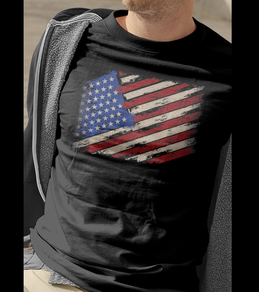 Distressed American US Flag Vintage Retro T-Shirt