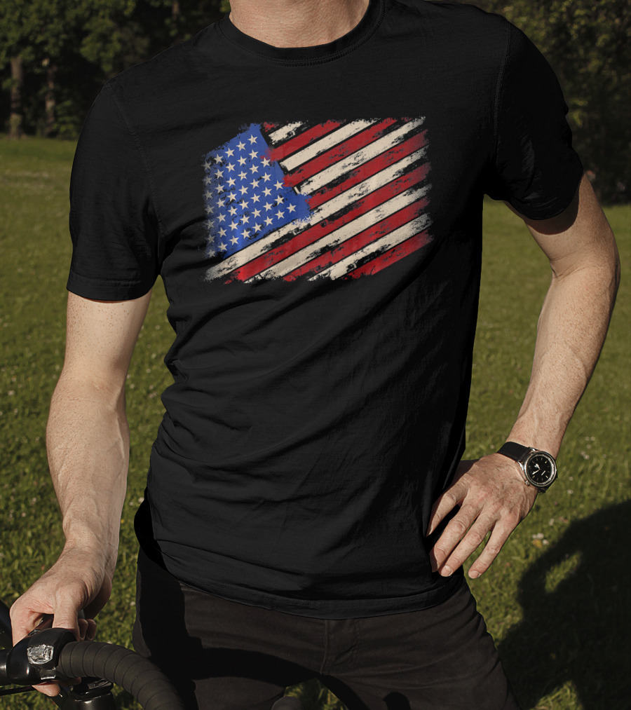 Distressed American US Flag Vintage Retro T-Shirt
