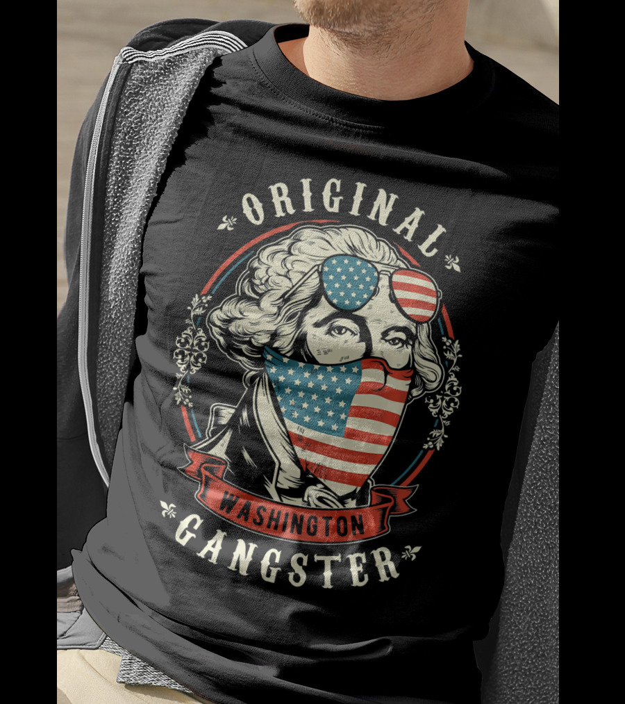 Original Gangster Washington American Flag Bandana Sunglasses T-Shirt