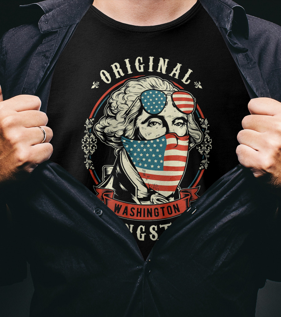 Original Gangster Washington American Flag Bandana Sunglasses T-Shirt