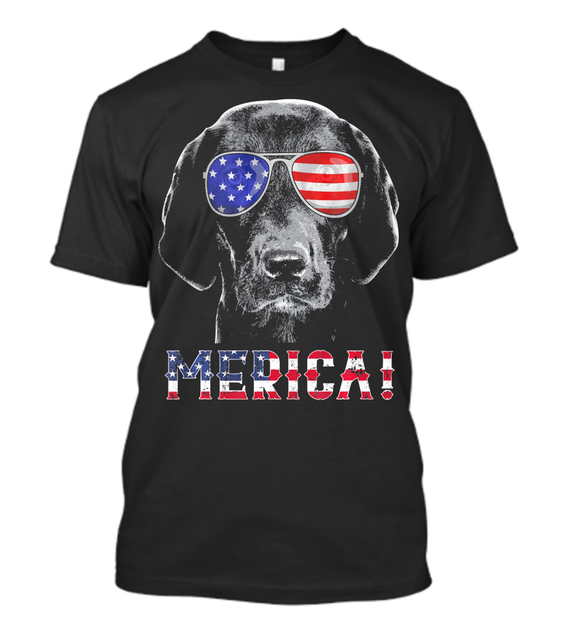 'Merica Labrador Black Lab American Flag Sunglasses T-Shirt