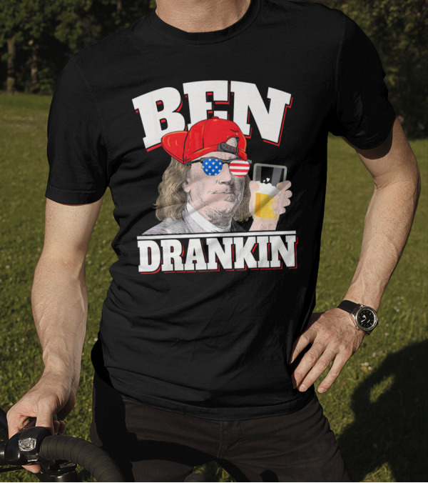 Ben Drankin Benjamin Franklin American Flag Sunglasses 4th Of July T-Shirt