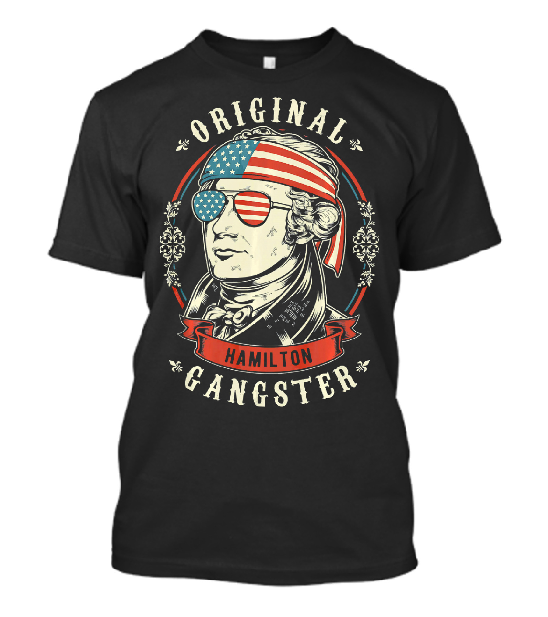 Original Gangster Hamilton American Flag Bandana Sunglasses T-Shirt