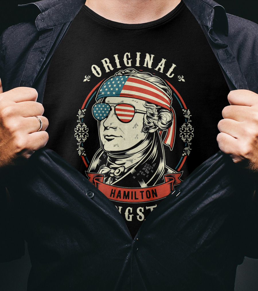 Original Gangster Hamilton American Flag Bandana Sunglasses T-Shirt