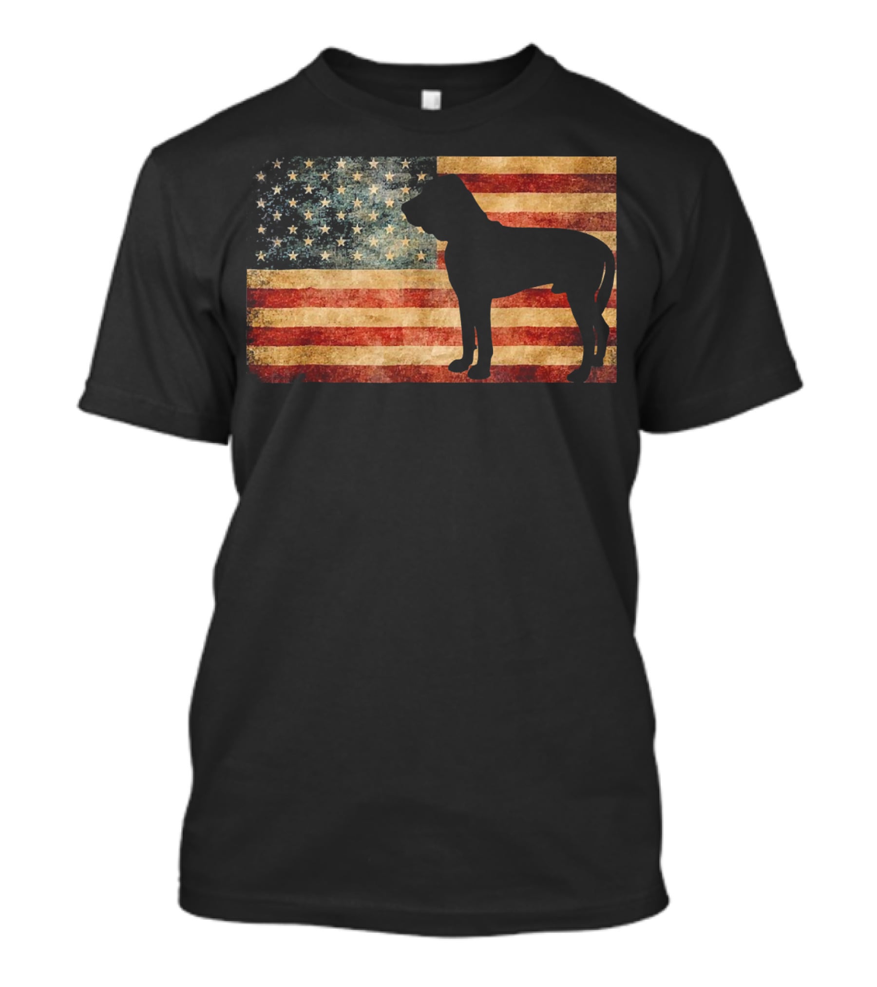 American Flag Bloodhound Silhouette On Vintage Patriot Background T-Shirt