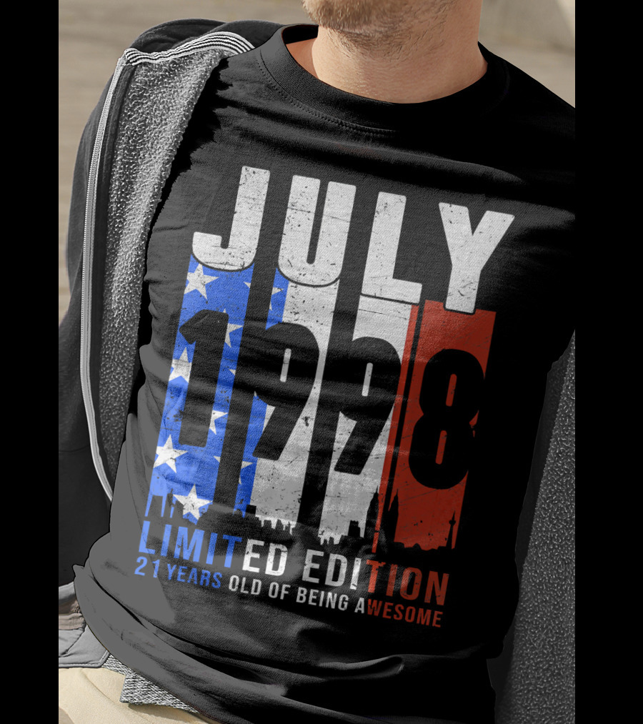July 1998 American Flag 21 Years Old Of Being Awesome T-Shirt