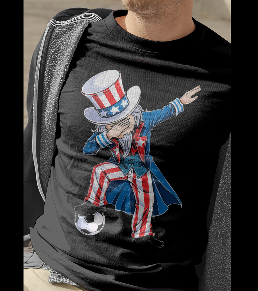 Dabbing Uncle Sam Soccer Patriotic USA Football Dance T-Shirt