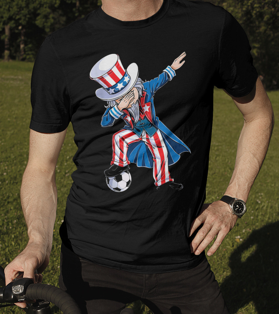 Dabbing Uncle Sam Soccer Patriotic USA Football Dance T-Shirt