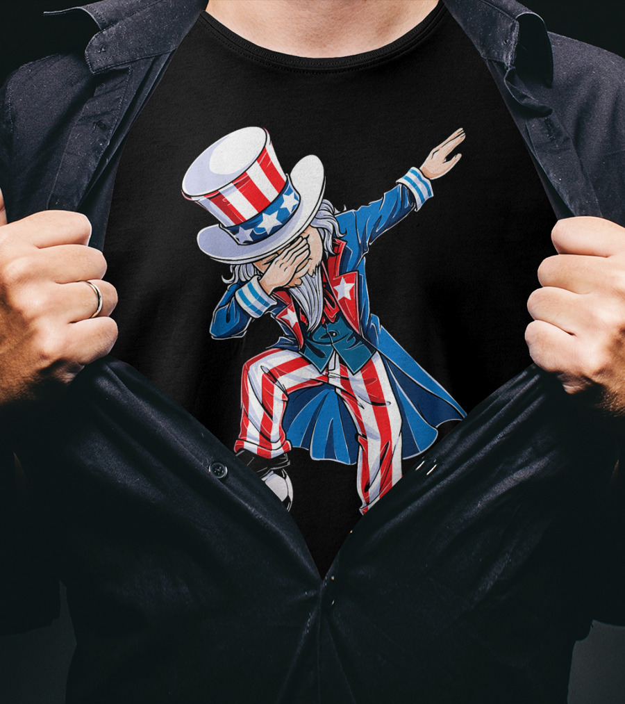 Dabbing Uncle Sam Soccer Patriotic USA Football Dance T-Shirt