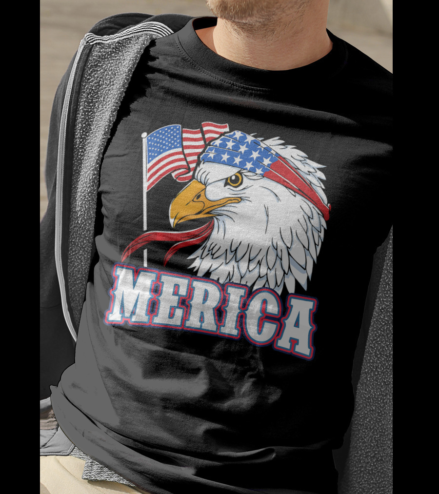 Merica Patriotic Bald Eagle American Flag Bandana USA Independence Day T-Shirt