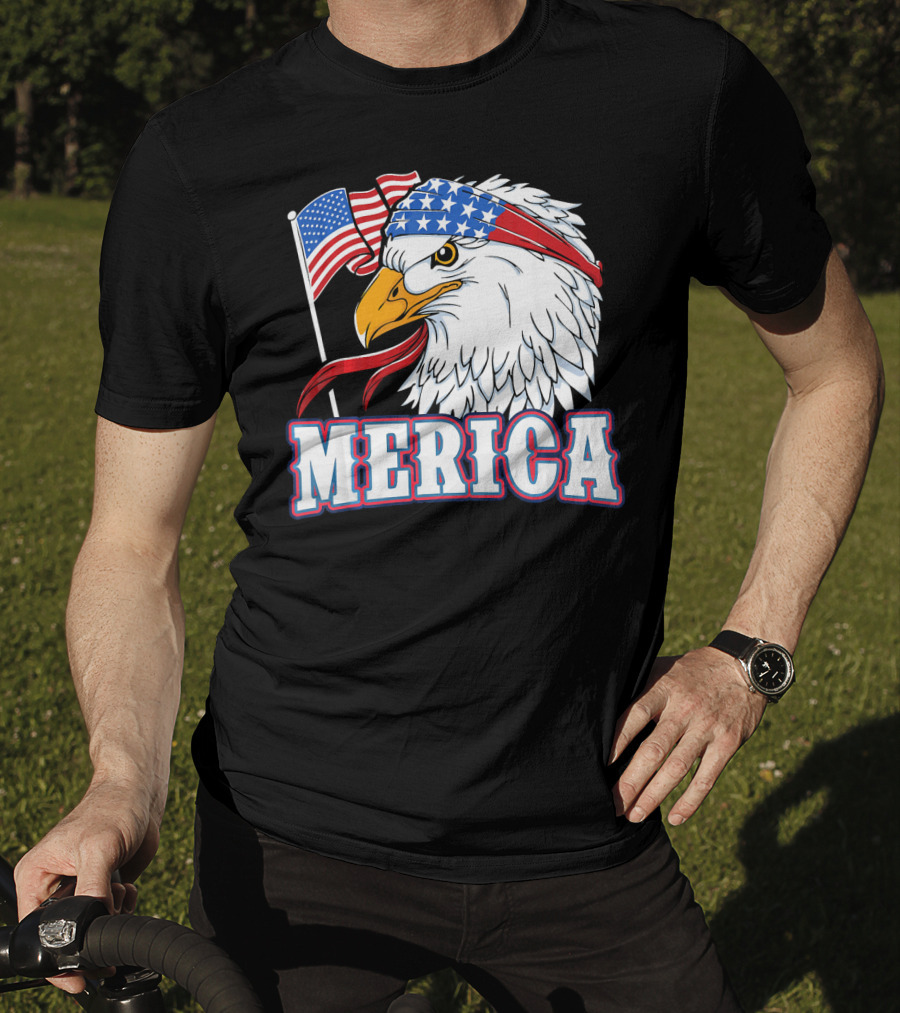 Merica Patriotic Bald Eagle American Flag Bandana USA Independence Day T-Shirt