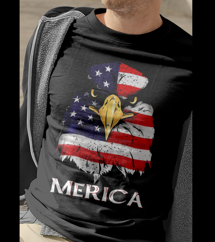 Merica Bald Eagle American US Flag T-Shirt