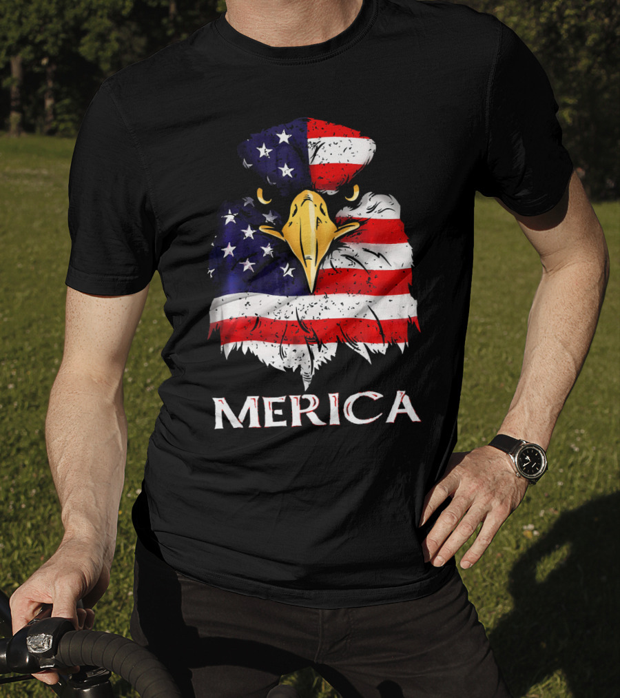 Merica Bald Eagle American US Flag T-Shirt