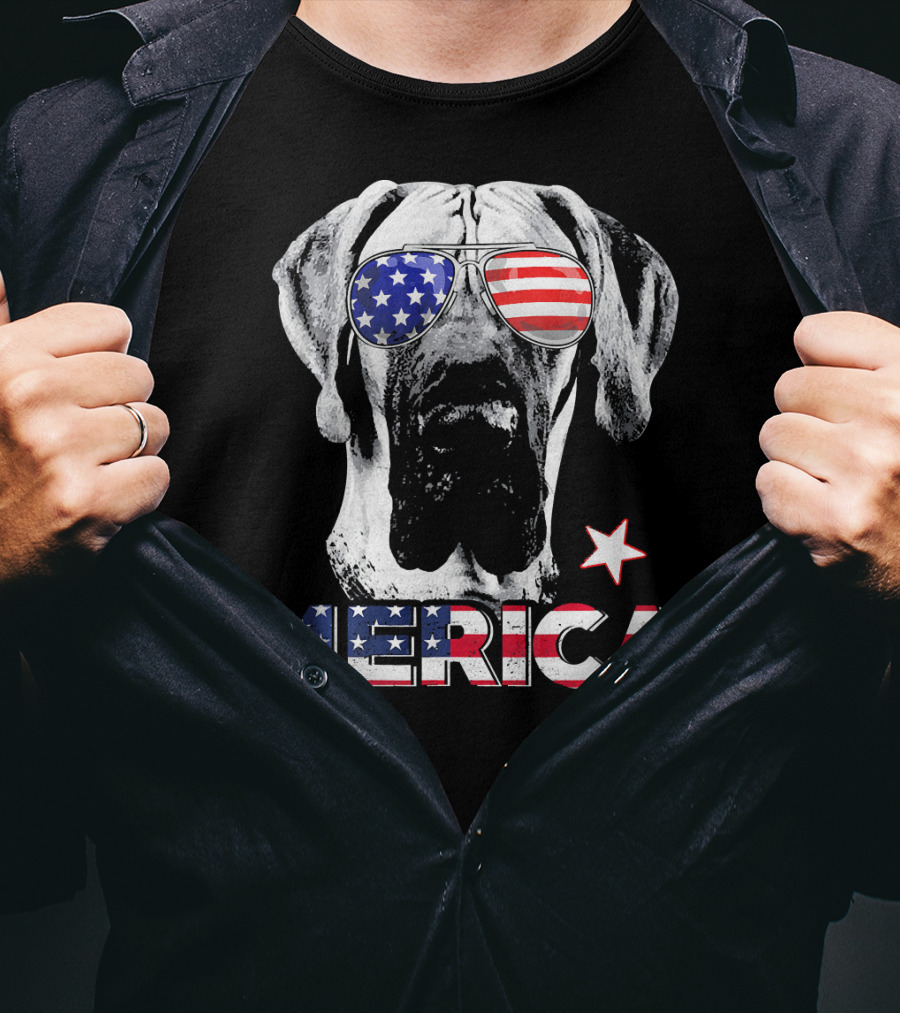 Great Dane 'Merica American Flag Sunglass Star T-Shirt