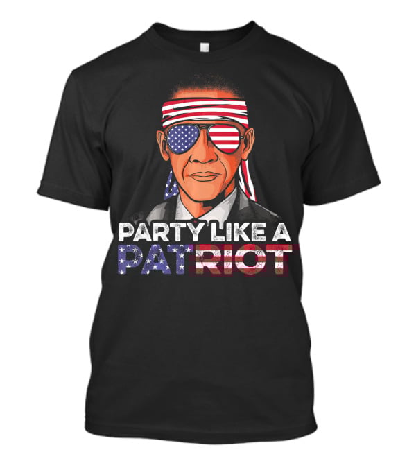 Party Like A Patriot Barack Obama American Flag Sunglasses T-Shirt