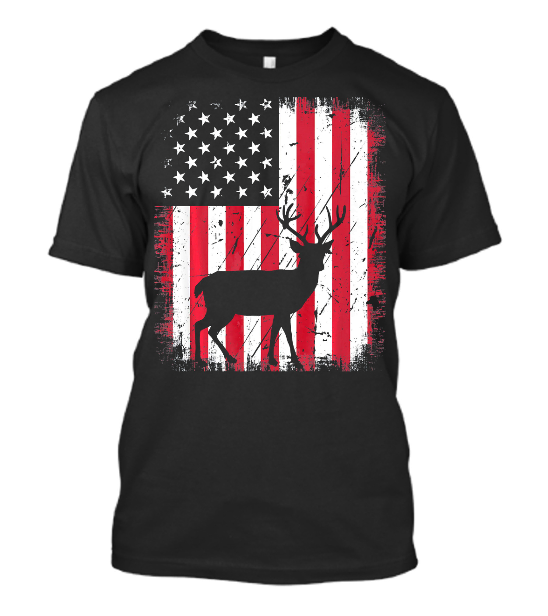 Vintage Deer USA American Flag Fourth Of July T-Shirt