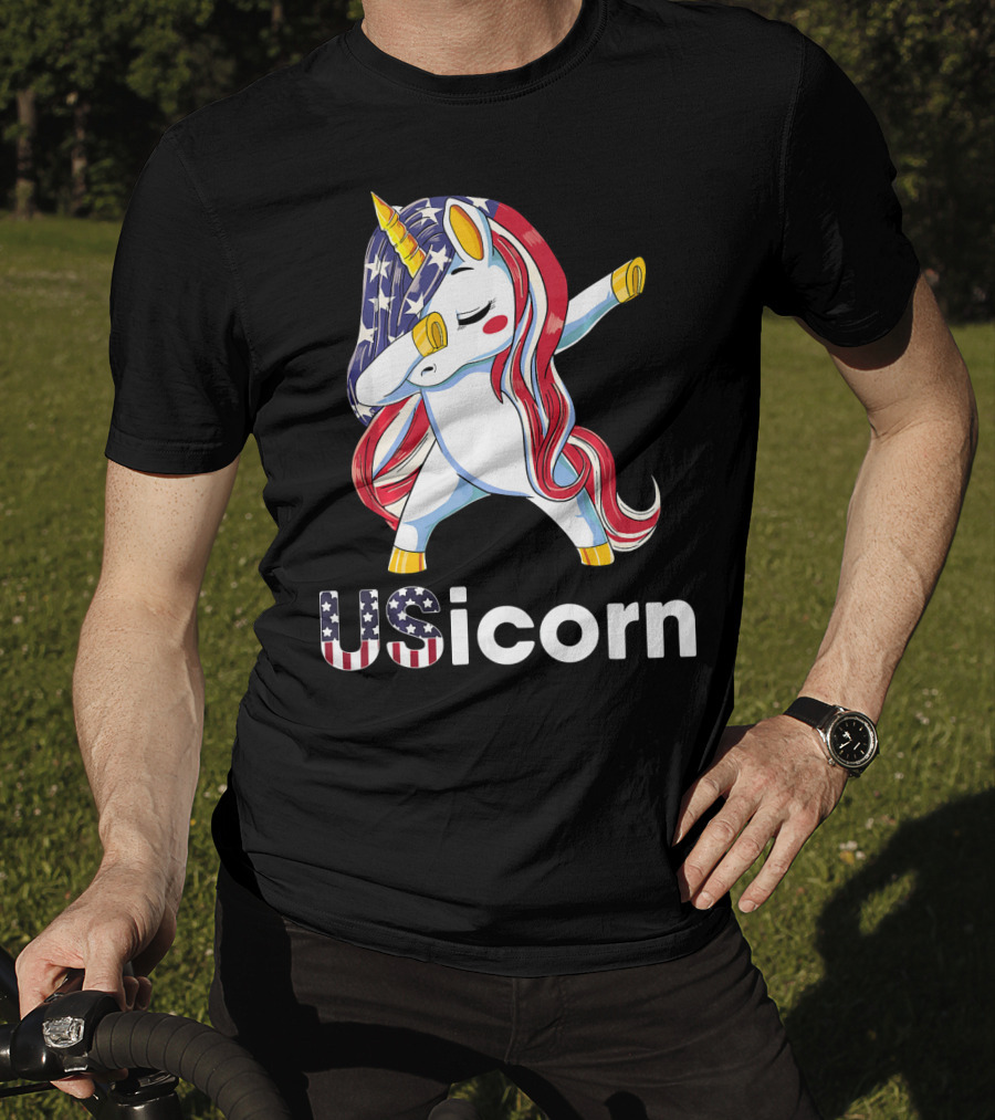 USA Flag Dabbing Unicorn USicorn Dress Stuff T-Shirt