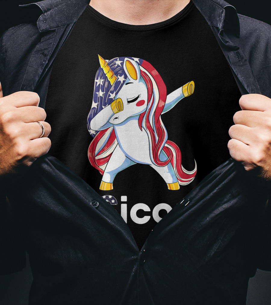USA Flag Dabbing Unicorn USicorn Dress Stuff T-Shirt