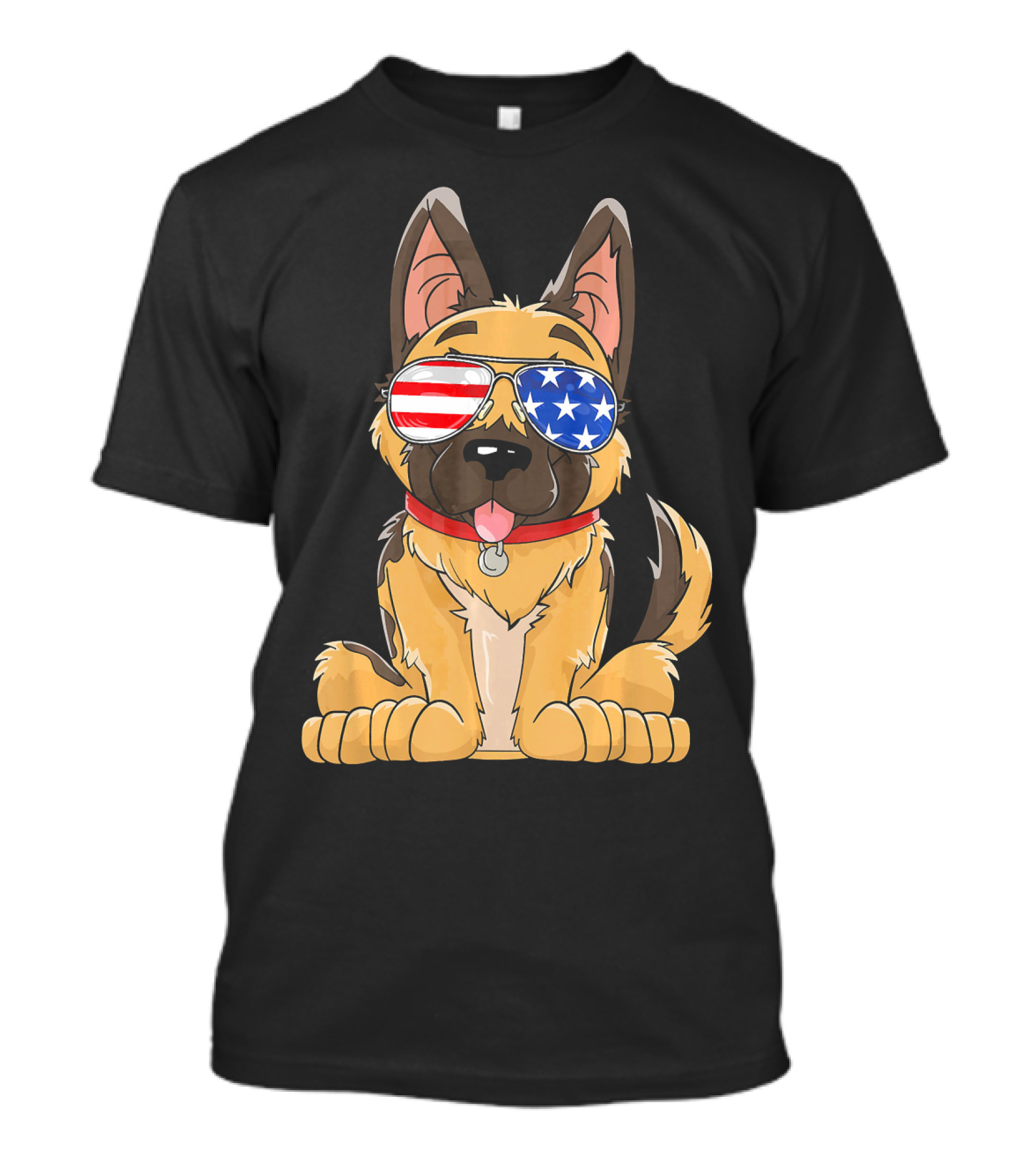 German Shepherd USA Flag Sunglasses T-Shirt