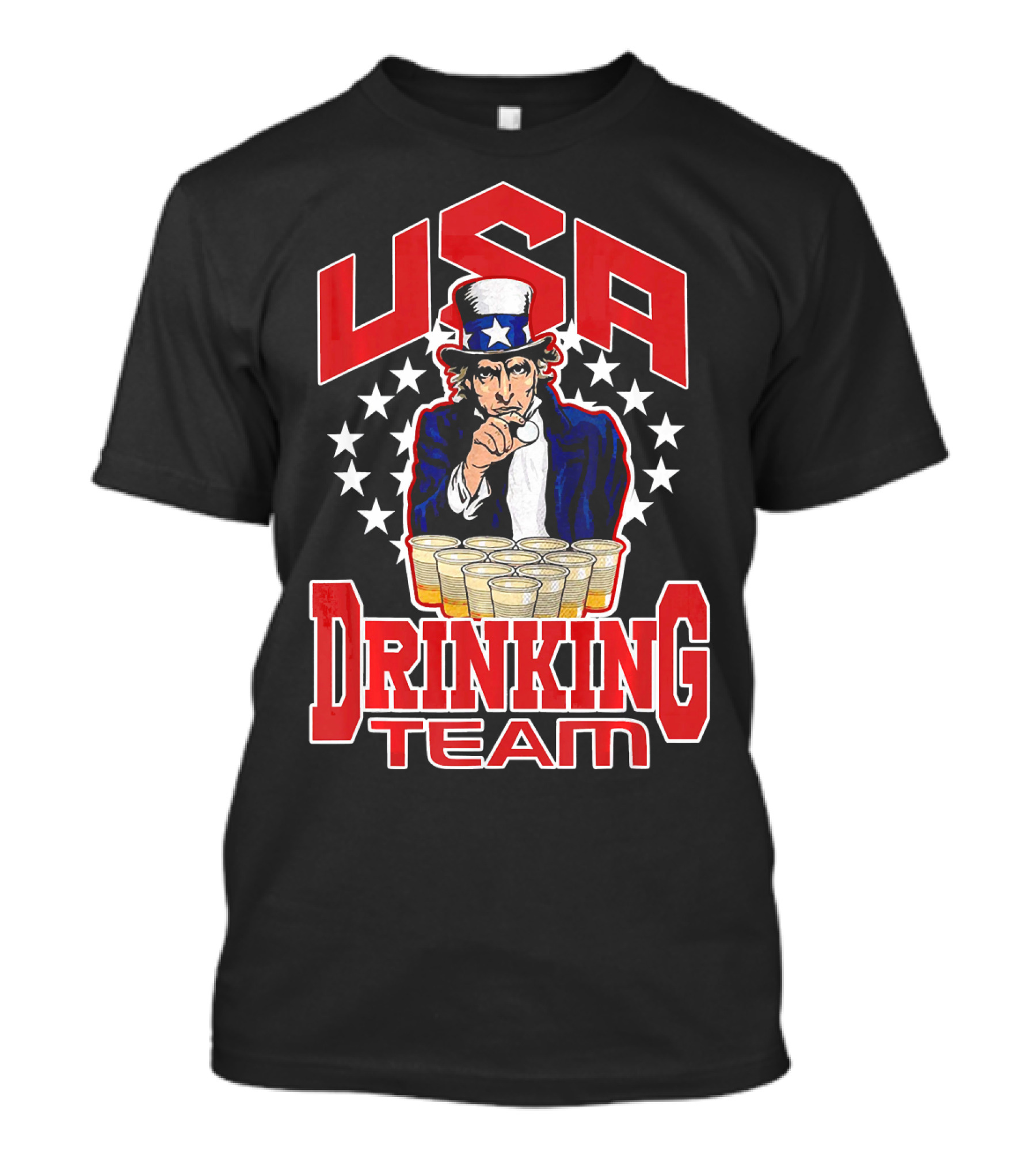 USA Uncle Sam Drinking Team Beer Pong Stars T-Shirt