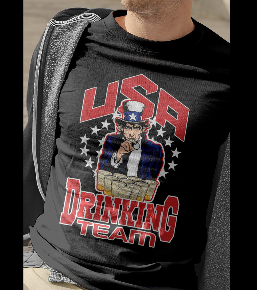 USA Uncle Sam Drinking Team Beer Pong Stars T-Shirt