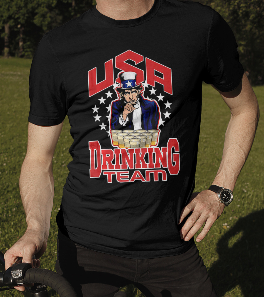 USA Uncle Sam Drinking Team Beer Pong Stars T-Shirt