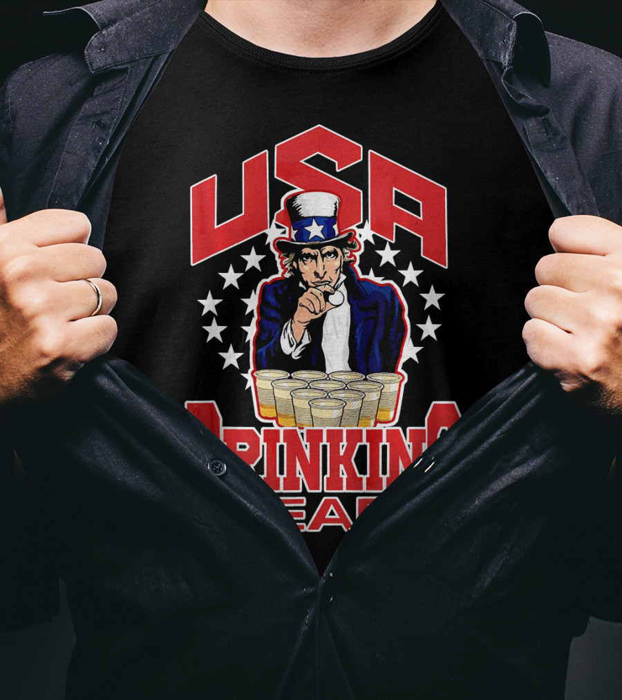USA Uncle Sam Drinking Team Beer Pong Stars T-Shirt