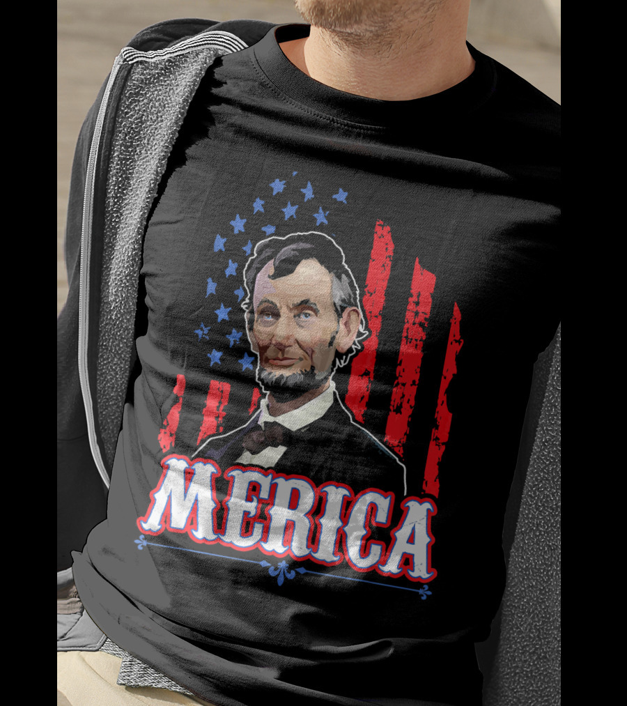 Abraham Lincoln Merica USA Flag T-Shirt