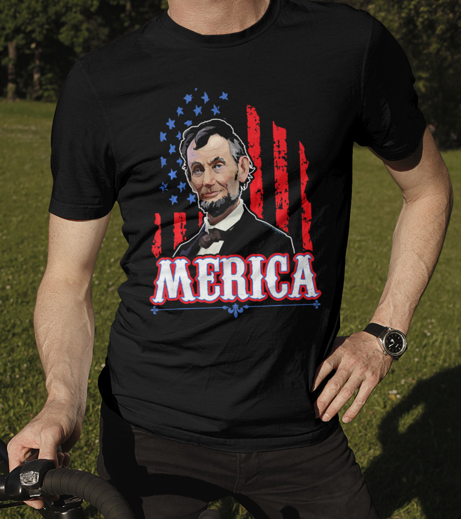 Abraham Lincoln Merica USA Flag T-Shirt
