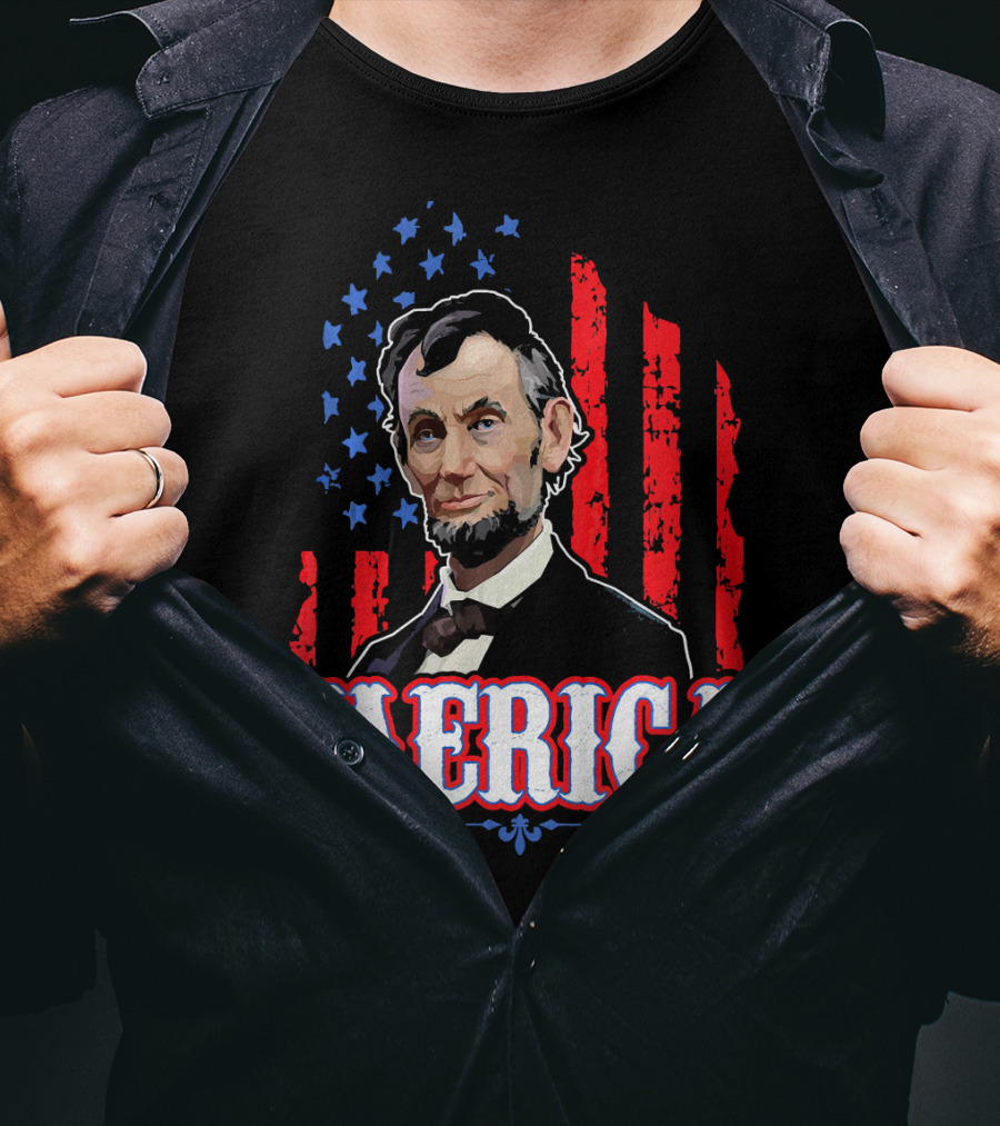 Abraham Lincoln Merica USA Flag T-Shirt